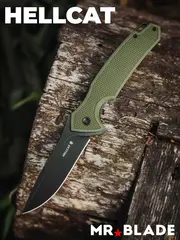 Фото Складной нож Mr.Blade Hellcat blackwash, сталь S35VN, рукоять Olive G10