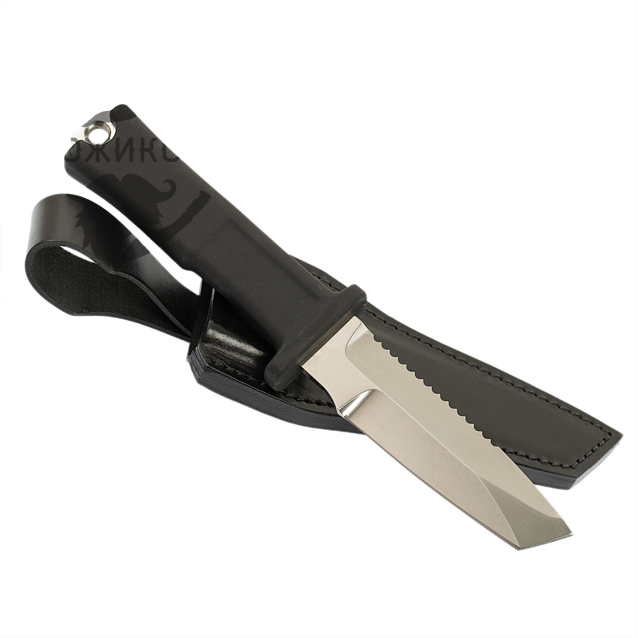 Нож водолазный Дайвер, сталь 95х18, рукоять термоэластопласт, кожаные ножны - фото 2