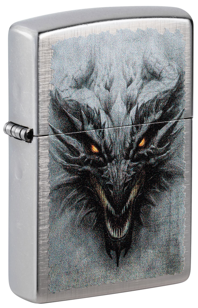 Зажигалка ZIPPO Dragon Design с покрытием Linen Weave, латунь/сталь, серебристая