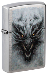 Фото Зажигалка ZIPPO Dragon Design с покрытием Linen Weave, латунь/сталь, серебристая
