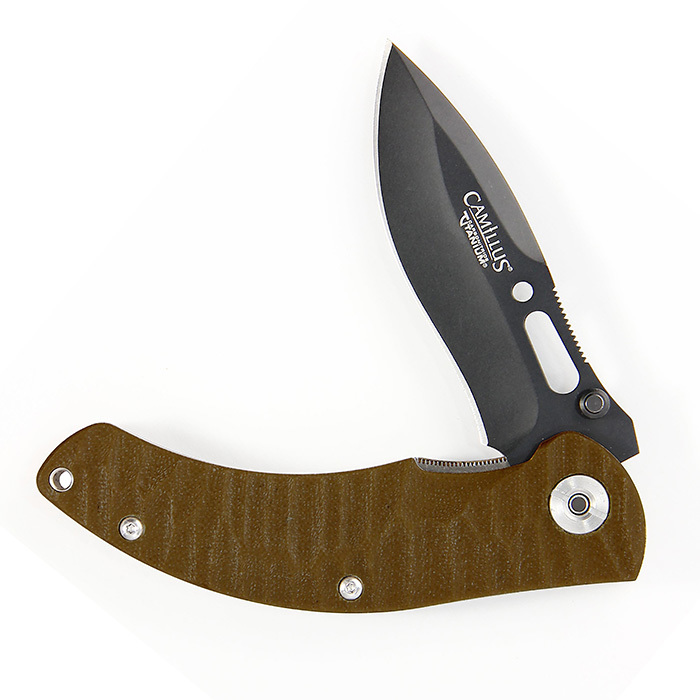 фото Нож с фиксированным клинком camillus charge folding, сталь aus-8, рукоять стеклотекстолит g-10, коричневый