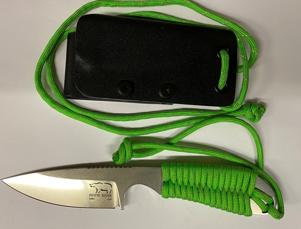 Нож White River M1 Backpacker StoneWash, сталь CPM S35VN, рукоять светло-зеленая оплетка