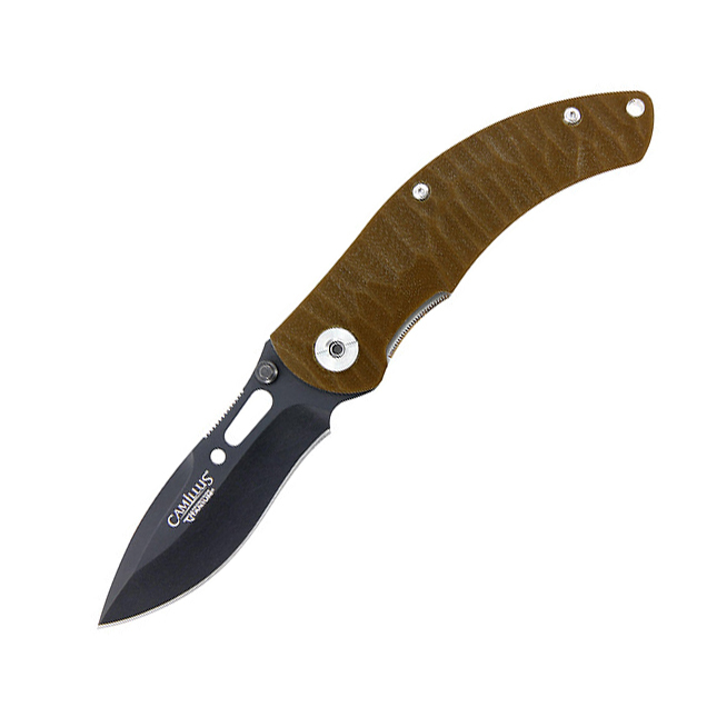 фото Нож с фиксированным клинком camillus charge folding, сталь aus-8, рукоять стеклотекстолит g-10, коричневый