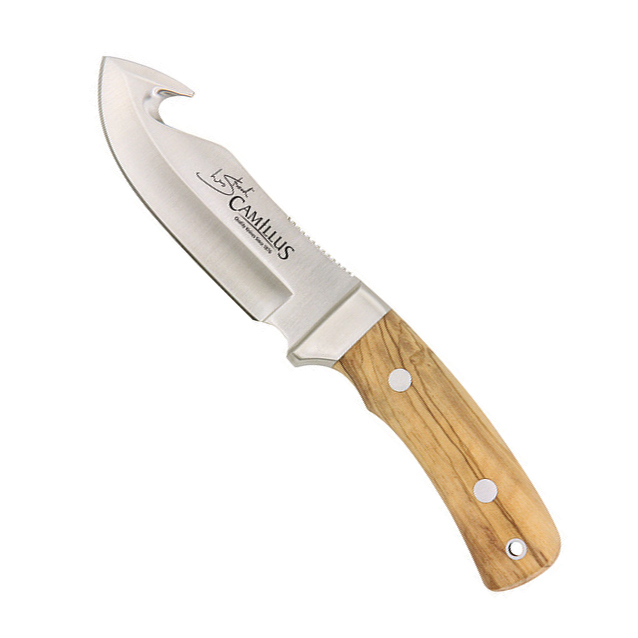 фото Нож шкуросъемный с фиксированным клинком camillus les stroud aspero, сталь 440а, рукоять оливковое дерево