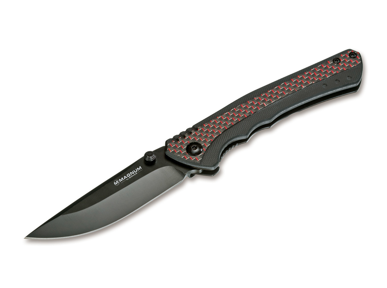 Складной нож Magnum Rubico - Boker 01SC053, сталь 440A EDP, рукоять стеклотекстолит G10/карбон/нержавеющая сталь, чёрно-красный - фото 2