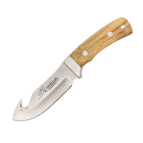 Нож шкуросъемный с фиксированным клинком Camillus Les Stroud Aspero, сталь 440А, рукоять оливковое дерево