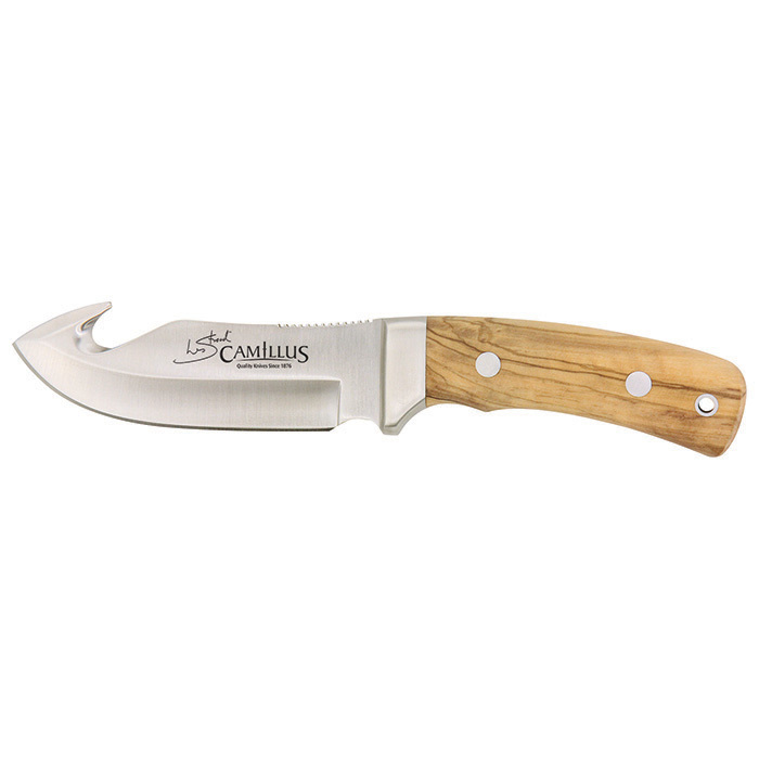 фото Нож шкуросъемный с фиксированным клинком camillus les stroud aspero, сталь 440а, рукоять оливковое дерево