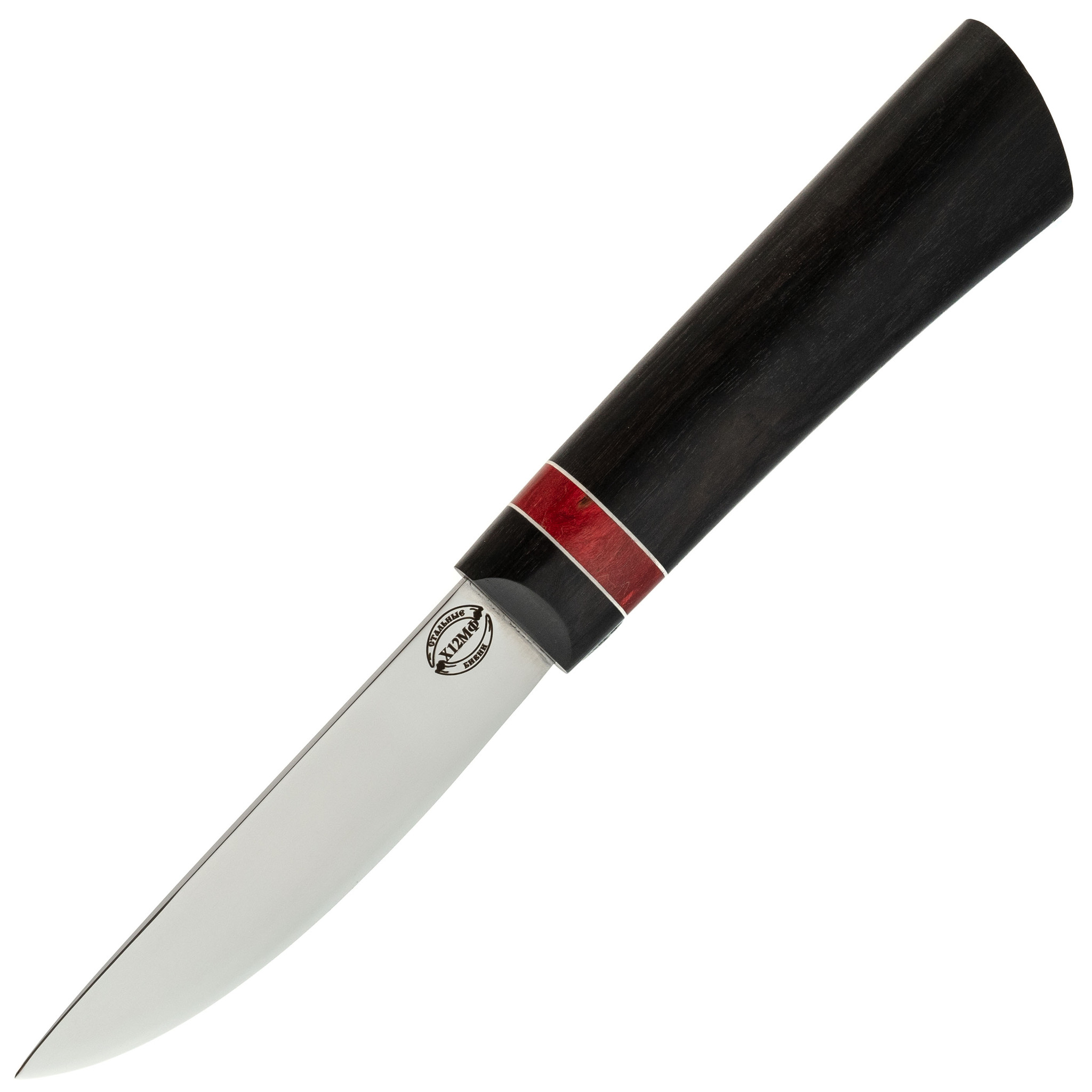 Нож Якутский малый, сталь Х12МФ, граб, вставка красная карельская береза - фото 1