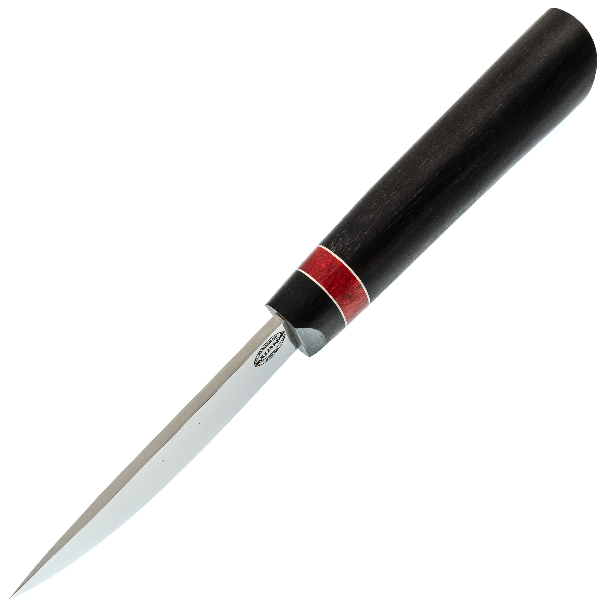 Нож Якутский малый, сталь Х12МФ, граб, вставка красная карельская береза - фото 2