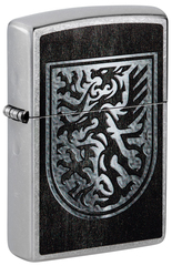 Фото Зажигалка ZIPPO Dragon Design с покрытием Street Chrome, латунь/сталь, серебристая
