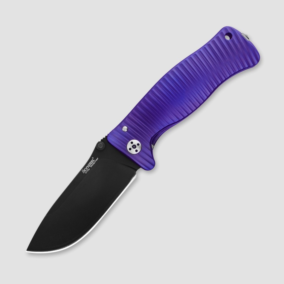 фото Нож складной lionsteel sr1 vb (violet), сталь black pvd-coated sleipner, рукоять титан, фиолетовый lion steel