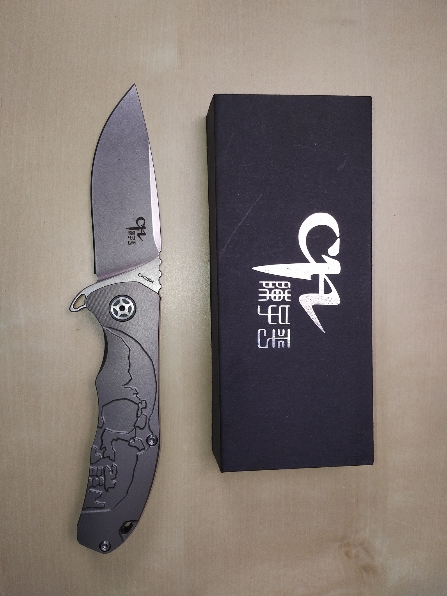 Складной нож CH3504 Limited Edition , сталь S35VN, Серый Череп - фото 7