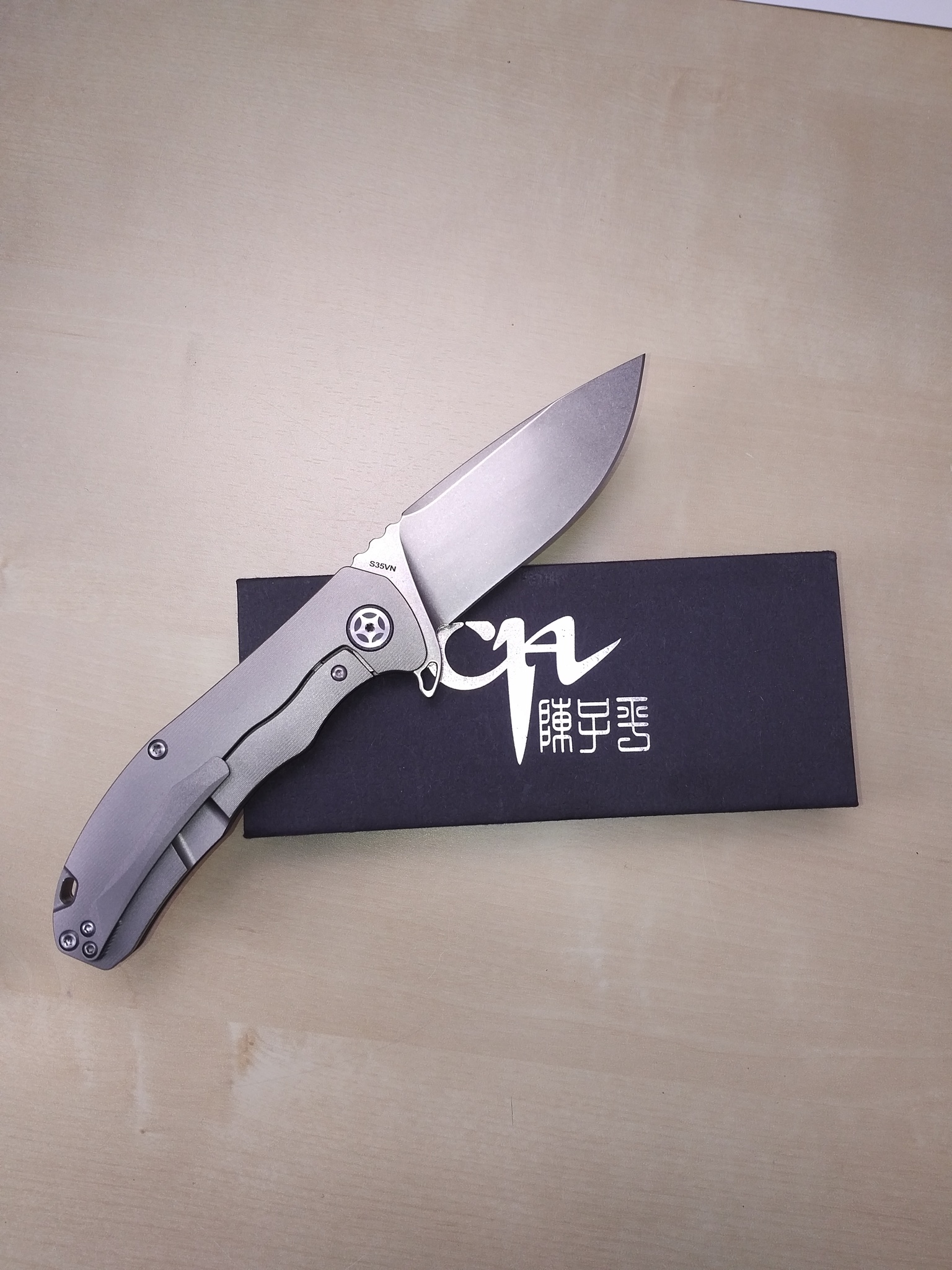 Складной нож CH3504 Limited Edition , сталь S35VN, Серый Череп - фото 8