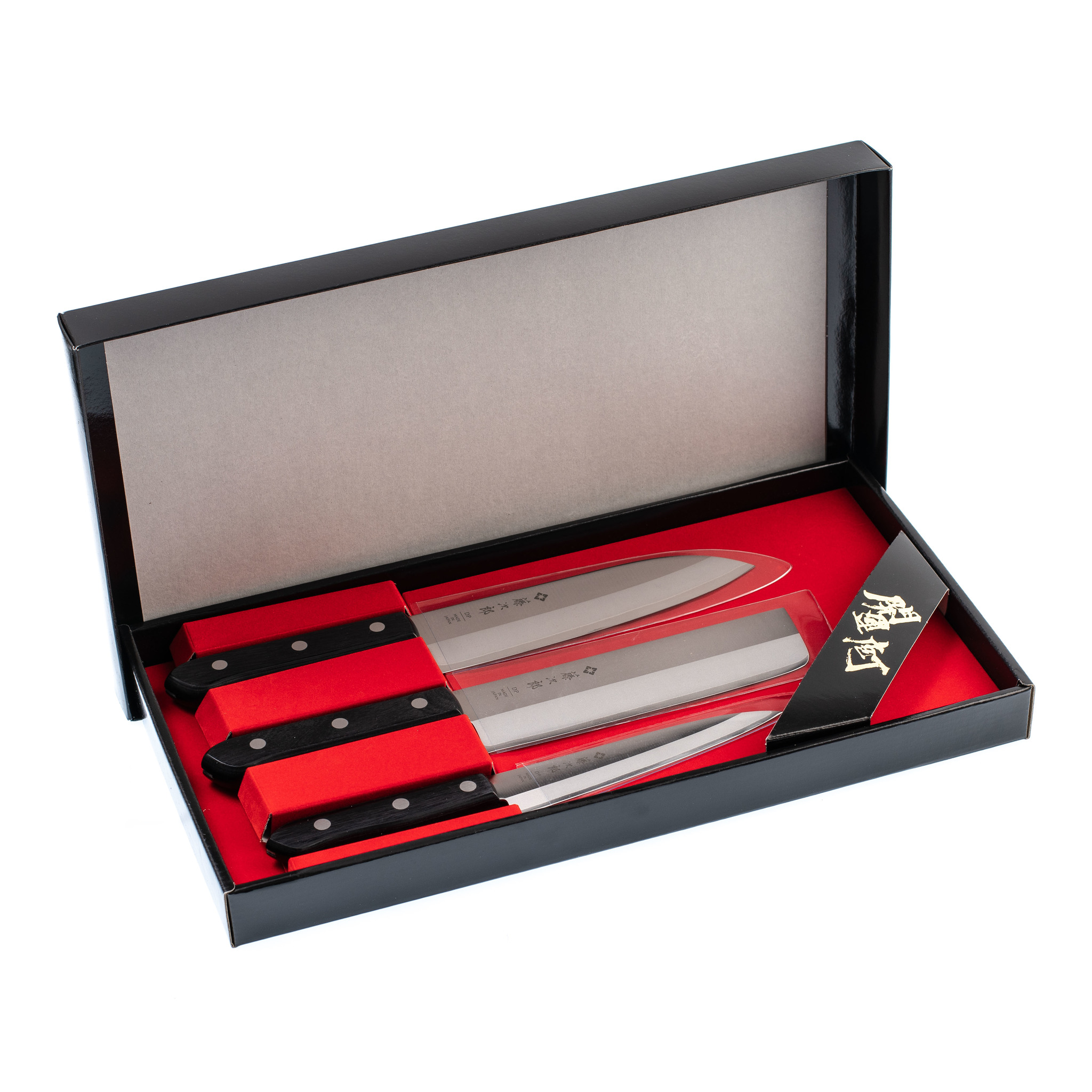 фото Набор из 3-х кухонных ножей, tojiro, сталь vg10, fg-8300, в подарочной упаковке