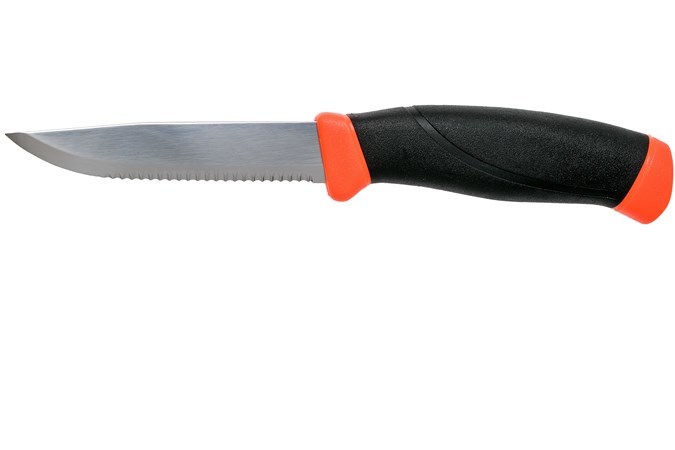 Нож с фиксированным лезвием Morakniv Companion F серрейтор, сталь Sandvik 12С27, рукоять резина/пластик от Ножиков