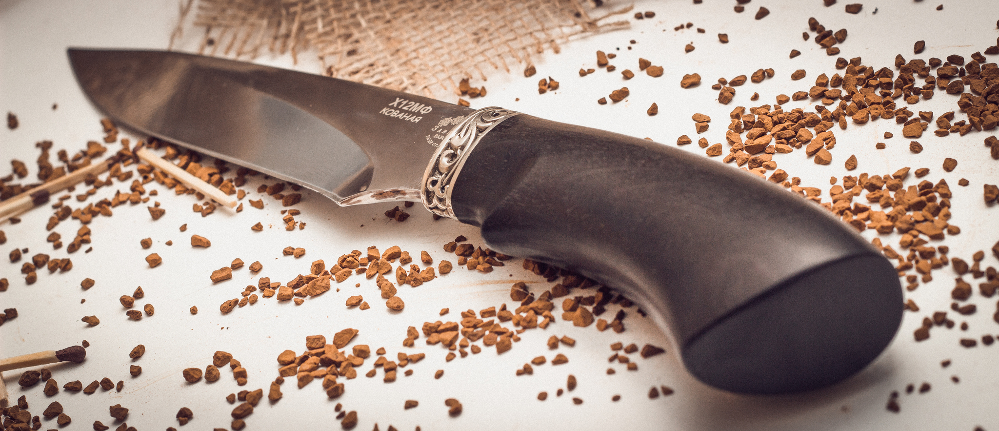 Нож Акула, кованый Х12МФ,  черный граб - фото 4
