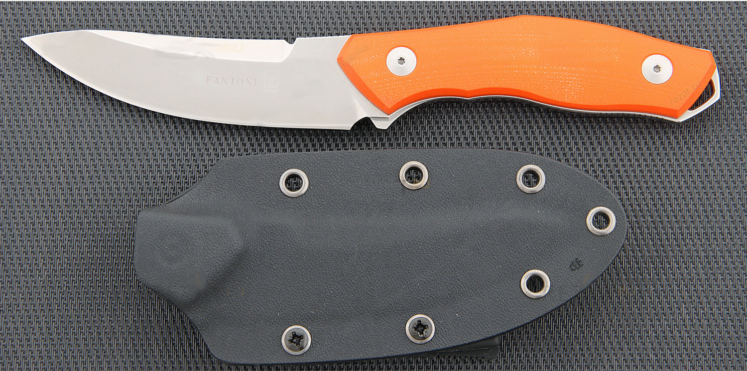 Нож с фиксированным клинком C.U.T. Fixed, Orange G-10 Scales, Stonewashed CPM® S30V™, Dmitry Sinkevich (SiDiS) Design, Kydex Sheath 10.6 см.