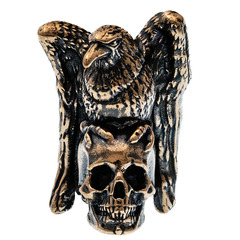 Фото Бусина для темляка Ворон с черепом, бронза