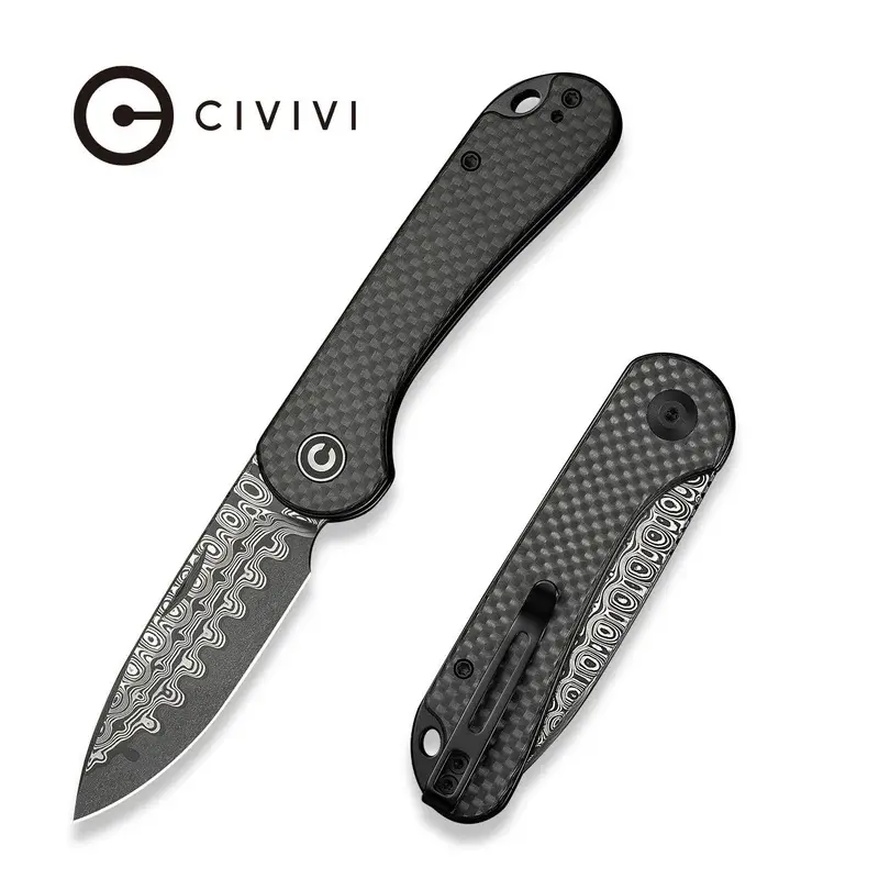 Складной нож CIVIVI Elementum Slip Joint, сталь Damascus, рукоять карбон