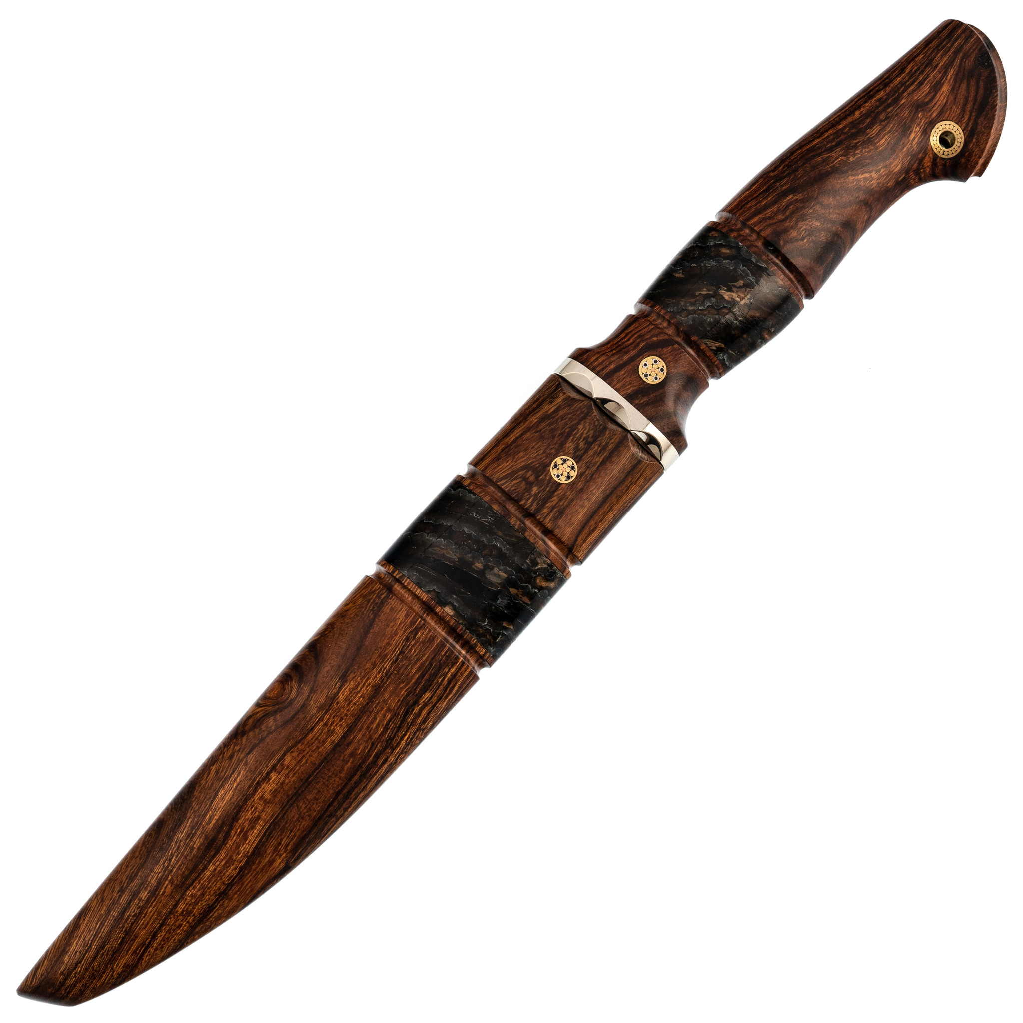 Авторский нож Легоинер, подарочный, сталь M390, рукоять айронвуд, вставка бивень мамонта - фото 5