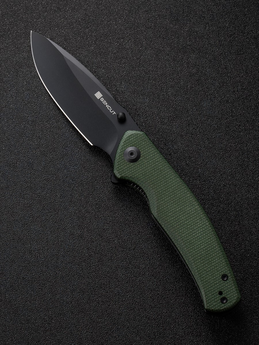 Складной нож Sencut Slashkin, сталь D2, рукоять canvas micarta, black/green - фото 8