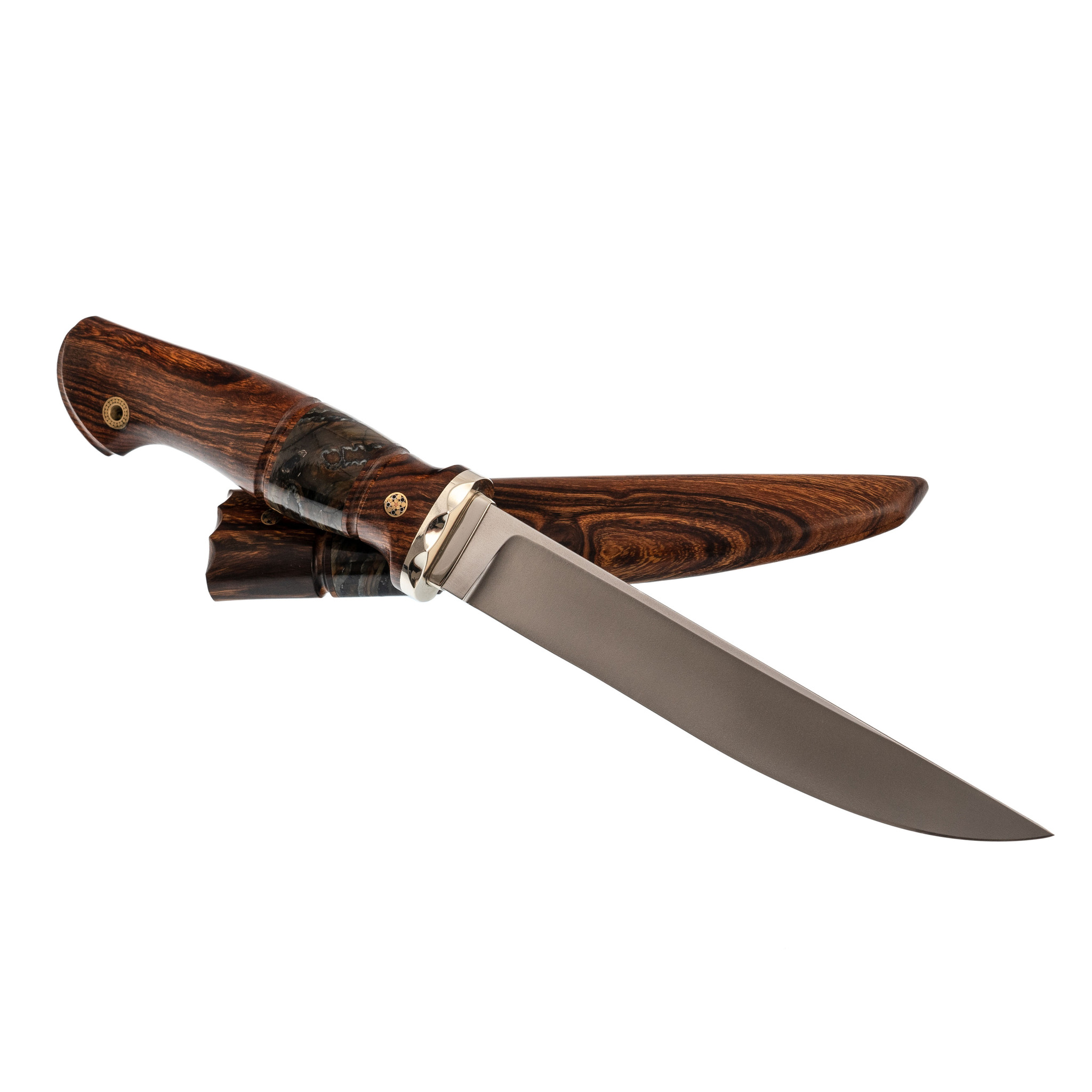 Авторский нож Легоинер, подарочный, сталь M390, рукоять айронвуд, вставка бивень мамонта - фото 4