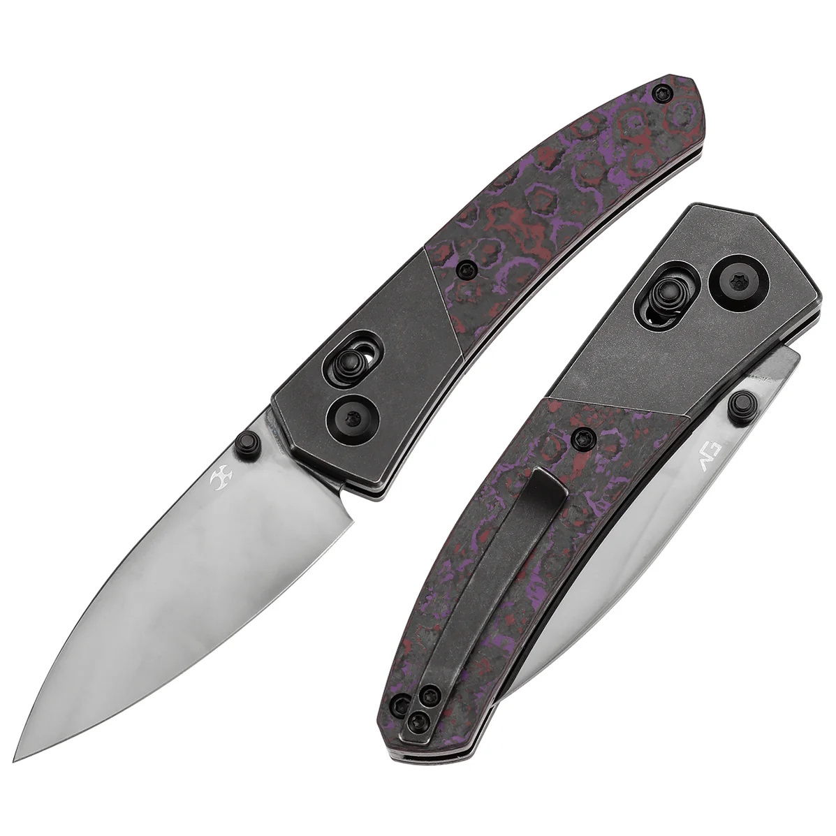

Складной нож Kansept Dako mirror DLC сталь S35VN, рукоять Ti/Purple Haze FatCarbon