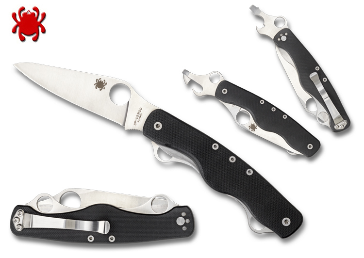 фото Складной многофункциональный нож clipitool™ standard™ - spyderco multi-tool 208gp, сталь 8cr13mov satin plain, рукоять стеклотекстолит g10, чёрный