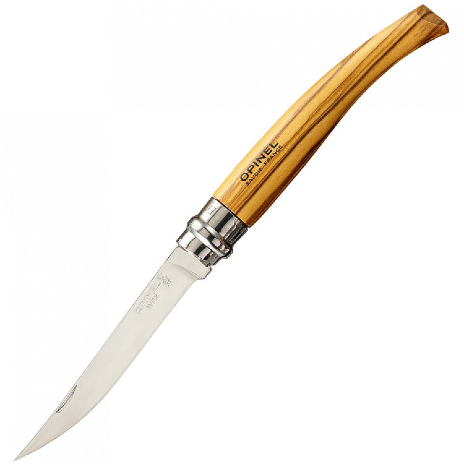 Нож складной филейный Opinel №8 VRI Folding Slim Olivewood, сталь Sandvik 12C27, рукоять из оливкового дерева, 001144