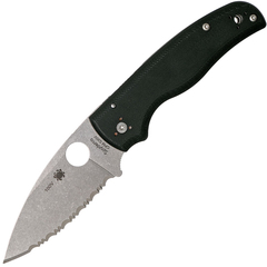 Фото Складной нож Spyderco Shaman 229GS, сталь CPM® S30V™ Stonewash Serrated, рукоять стеклотекстолит G10, чёрный