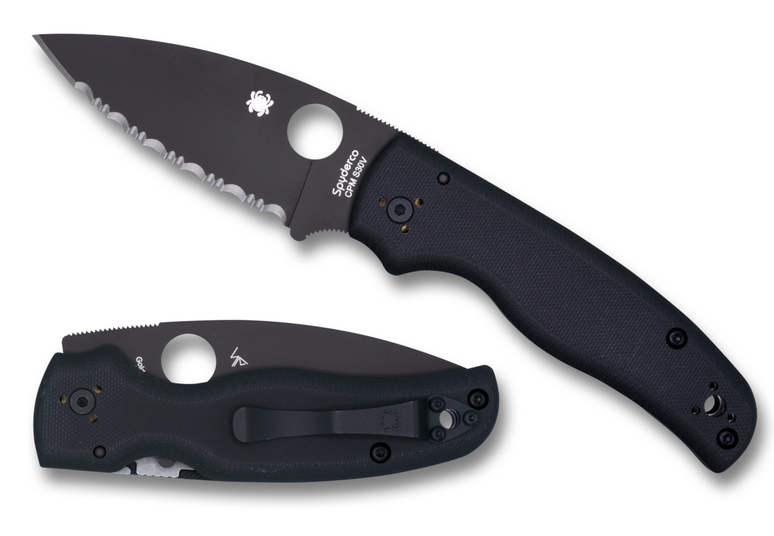 фото Складной нож spyderco shaman c229gsbk, сталь cpm® s30v™ black dlc coated plain, рукоять стеклотекстолит g10, чёрный