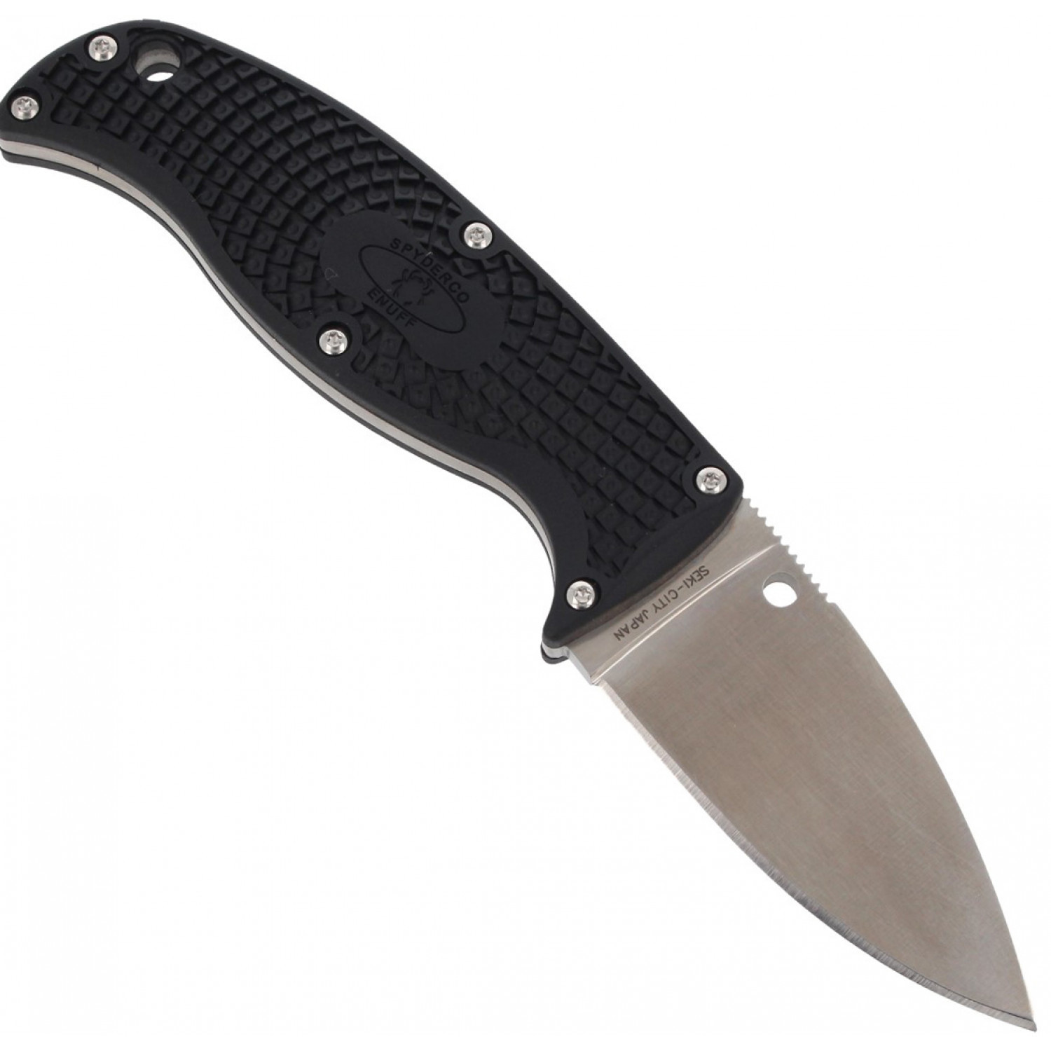 Нож с фиксированным клинком Enuff Leaf-shaped Spyderco FB31PBK, сталь VG-10 Satin Plain, рукоять термопластик FRN, чёрный от Ножиков