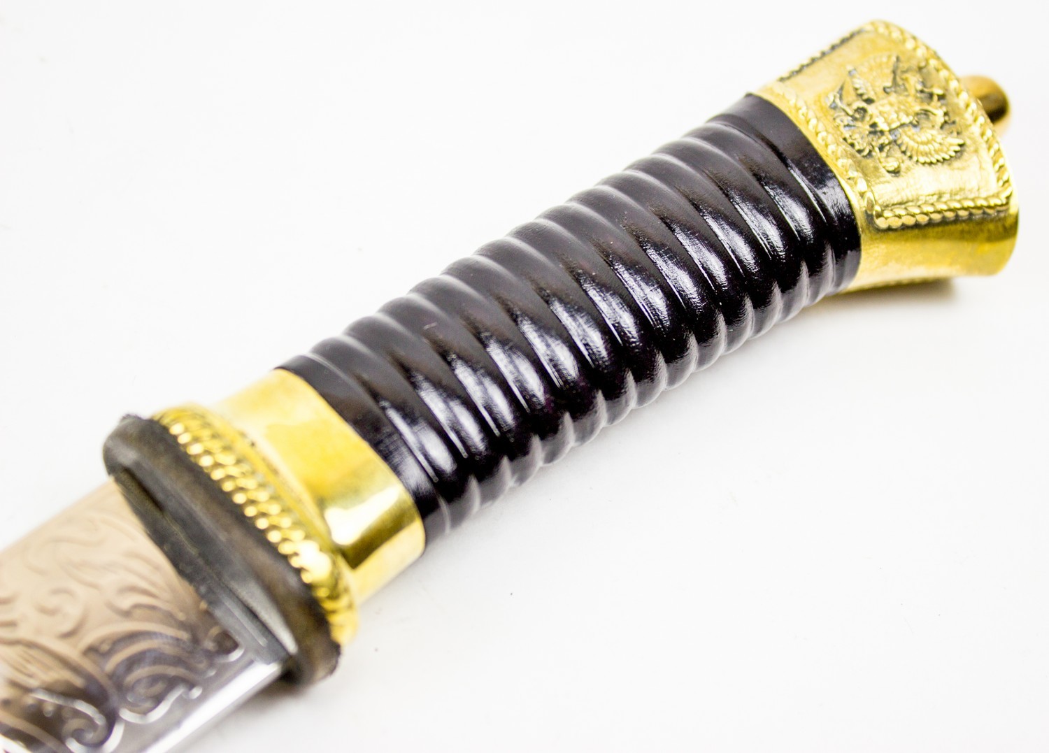 Нож Пластунский с резьбой, сталь 95x18, латунь - фото 3