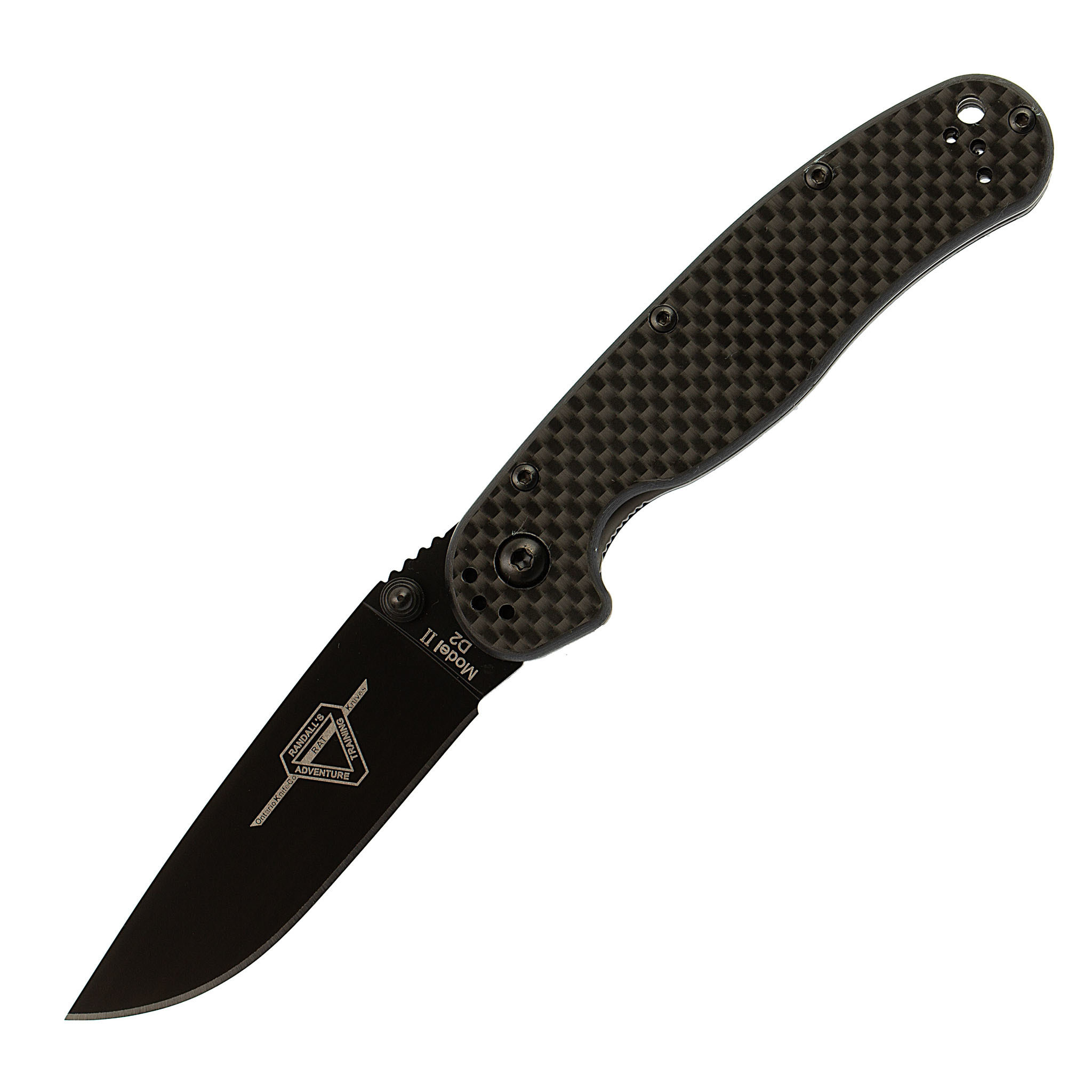 Нож складной Ontario RAT-2, сталь D2. Клинок - Black, Рукоять - Carbon