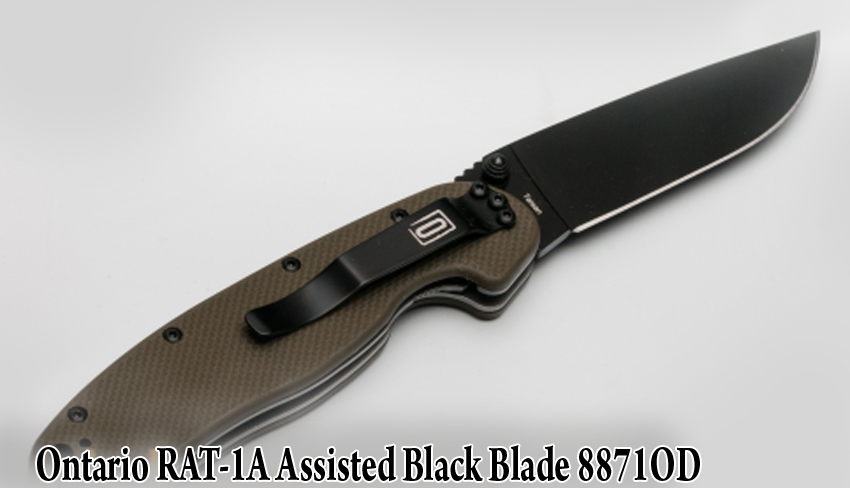 фото Полуавтоматический складной нож rat-1a, assisted. black blade, olive drab g-10 handle ontario