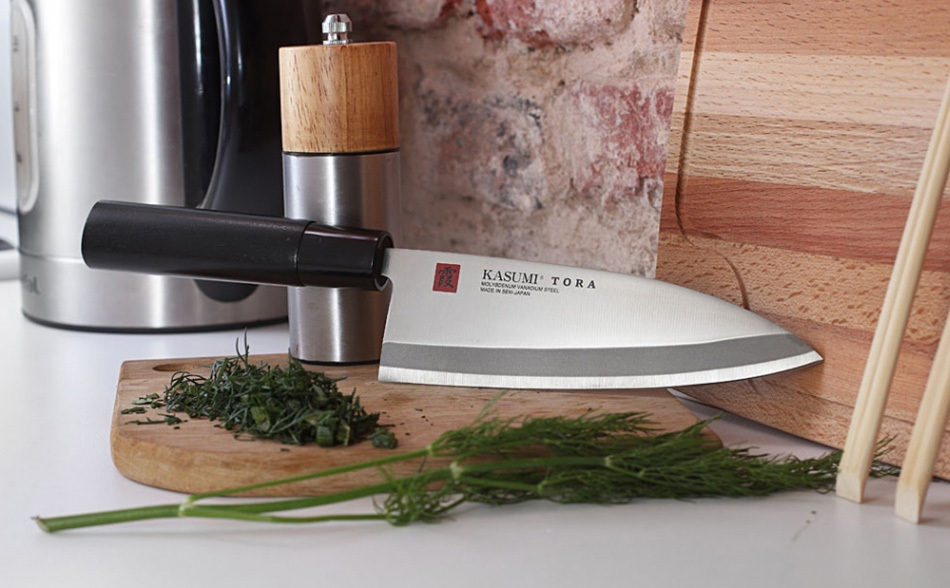 Нож кухонный Деба Tora 165 мм, Kasumi, 36850, сталь AUS-6A, стабилизированная древесина, чёрный - фото 4