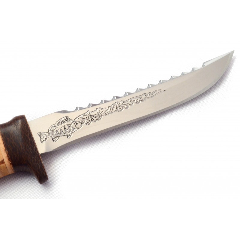 Нож Рыбак, сталь 95х18, береста от Ножиков