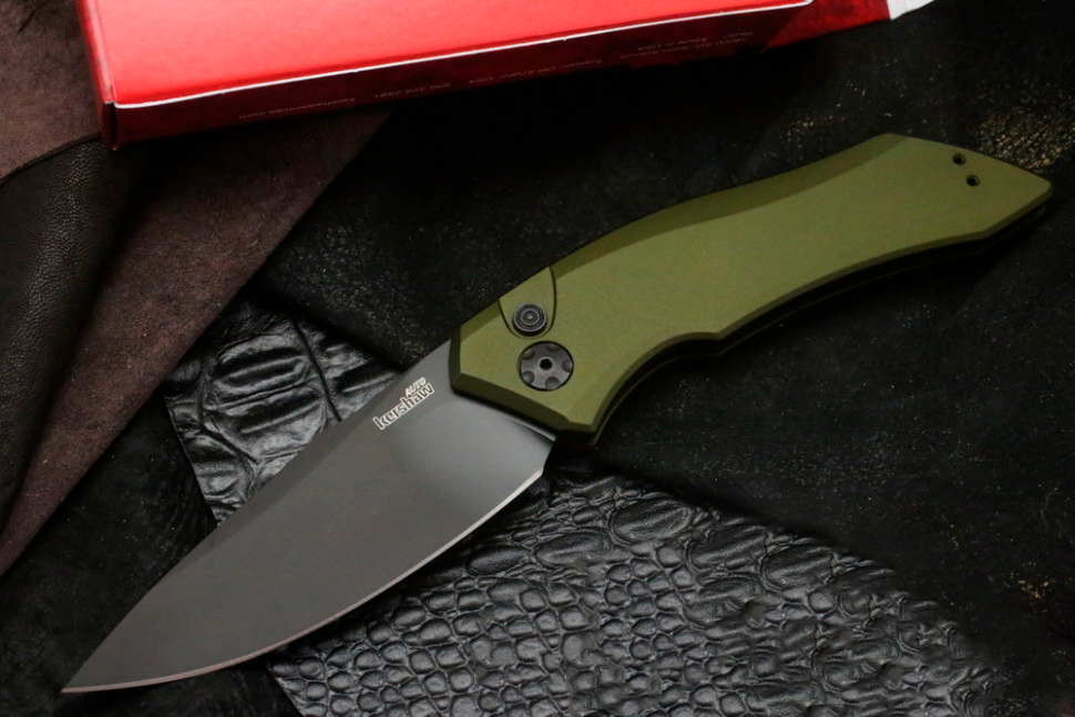 фото Складной автоматический нож kershaw launch 1 k7100olblk, сталь cpm 154, рукоять алюминий