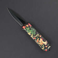 Фото Фронтальный автоматический нож Daggerr Кощей Khohloma, сталь D2, рукоять алюминий