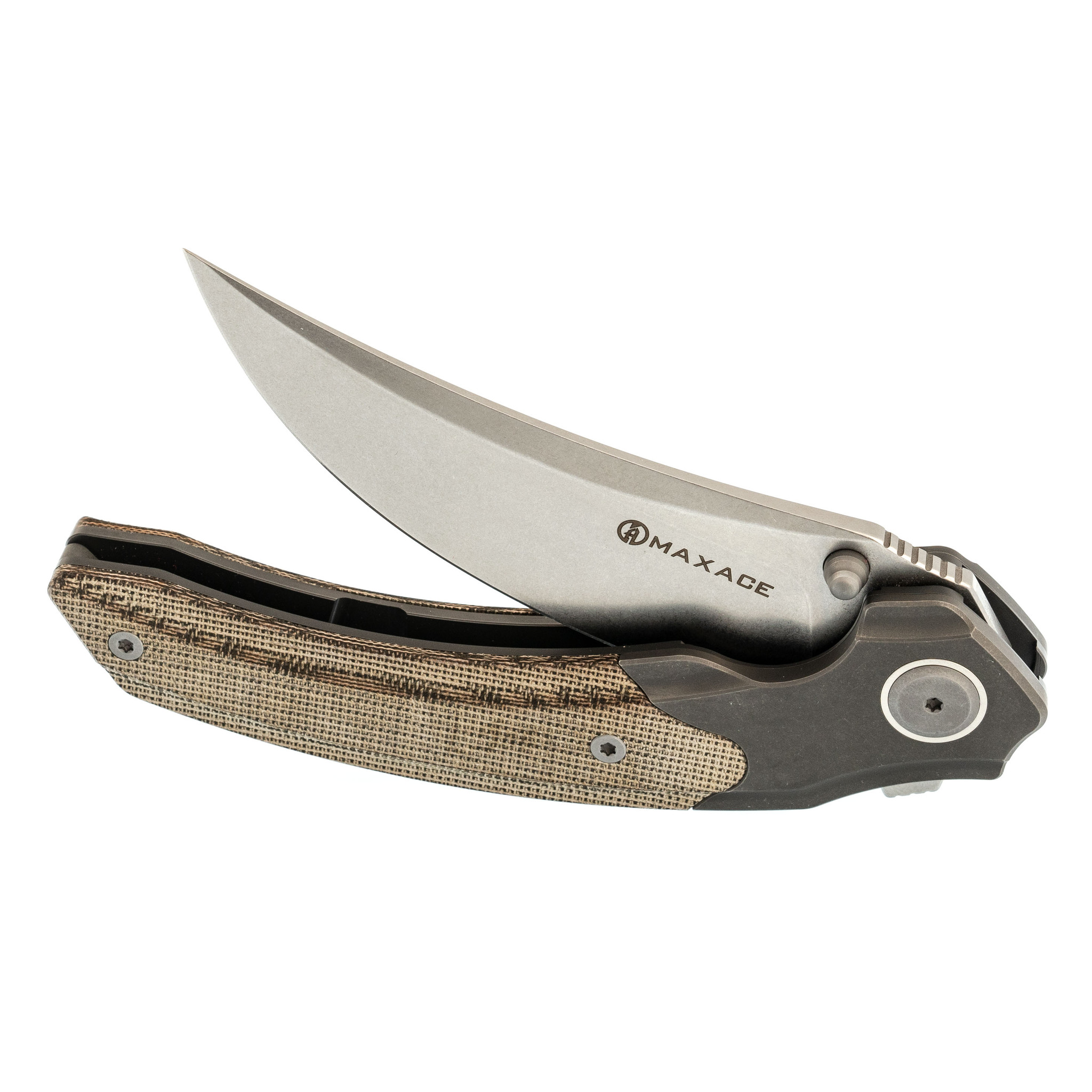 Складной нож Maxace Rock, сталь M390, рукоять Brown Micarta - фото 6