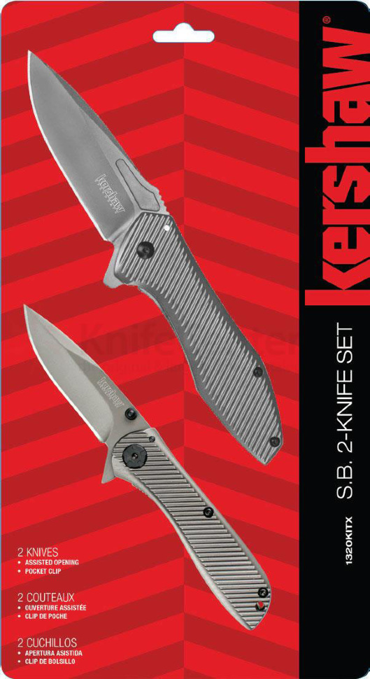 Набор из двух полуавтоматических складных ножей S.B. Flipper Knife Set - Kershaw 1320KITX, сталь 4Cr14, рукоять нержавеющая сталь - фото 8