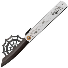 Фото Нож складной Higonokami Nagao Spider, 95мм, сталь San-Mai с сердечником из стали AoGami Blue Paper 3 слоя, рукоять нержавеющая сталь серебристая