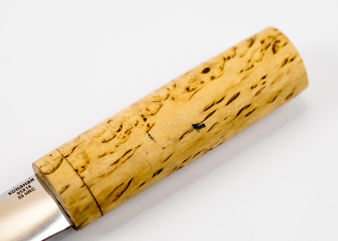 Нож якутский из 95Х18, карельская береза - фото 3