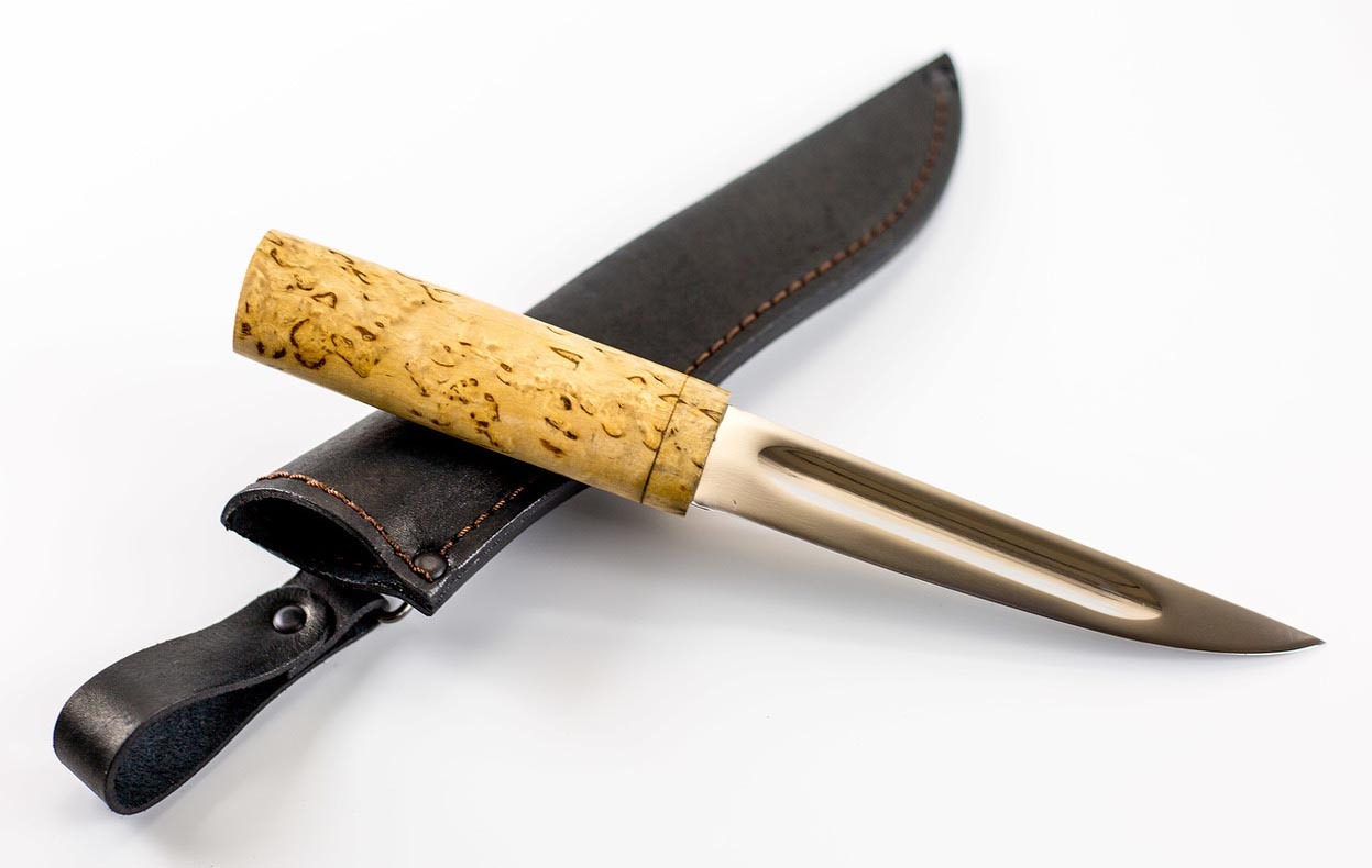 Нож якутский из 95Х18, карельская береза - фото 5