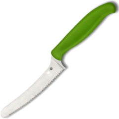 Фото Универсальный кухонный нож Spyderco Z-Cut Offset Kitchen, сталь CTS™ - BD1 Alloy, рукоять зеленый полипропилен