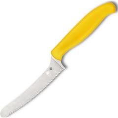 Фото Универсальный кухонный нож Spyderco Z-Cut Serrated Offset Kitchen, сталь CTS™ - BD1 Alloy, рукоять желтый полипропилен