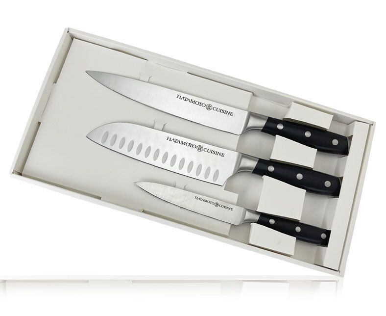 Набор из 3-х кухонных ножей Hatamoto H00709, сталь AUS-8, Подарочные наборы ножей, Наборы стальных ножей
