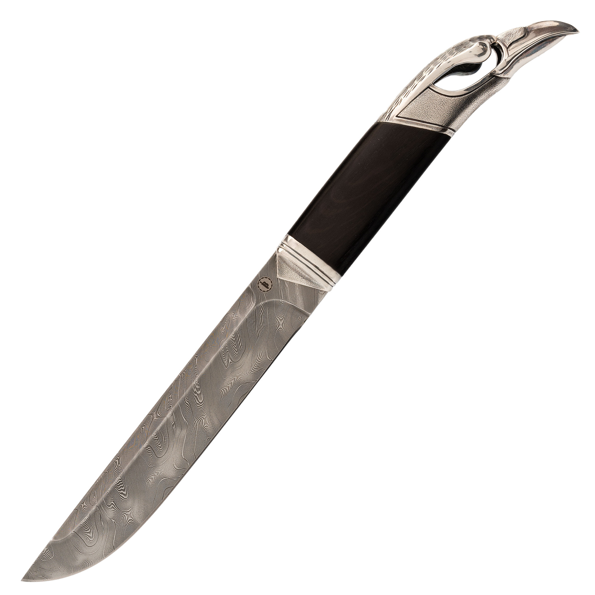 Подарочный нож Ворон, сталь дамаск, рукоять граб нож сокол мастерская семина сталь х12мф рукоять карельская береза граб