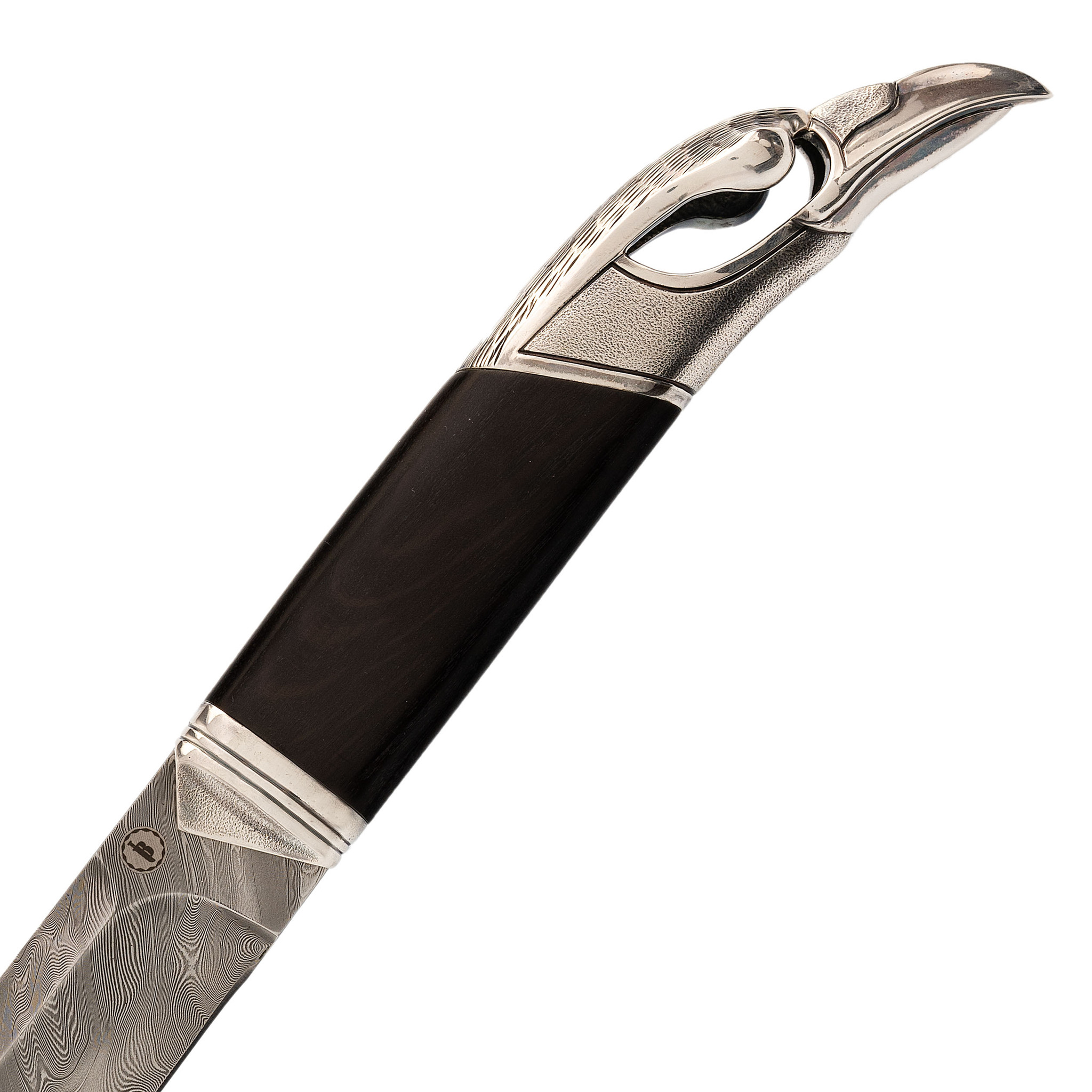Подарочный нож Ворон, сталь дамаск, рукоять рог буйвола - фото 3