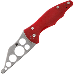 Фото Нож складной тренировочный Yojimbo 2 Red Trainer - Spyderco 85TR2, сталь Carpenter CTS™ - BD1 Alloy Stonewash Zero-Ground Plain, рукоять стеклотекстолит G10, красный